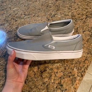 Vans Classic Slip Ons Gray Women’s size 10, men’s size 8.5 never worn, NWOT